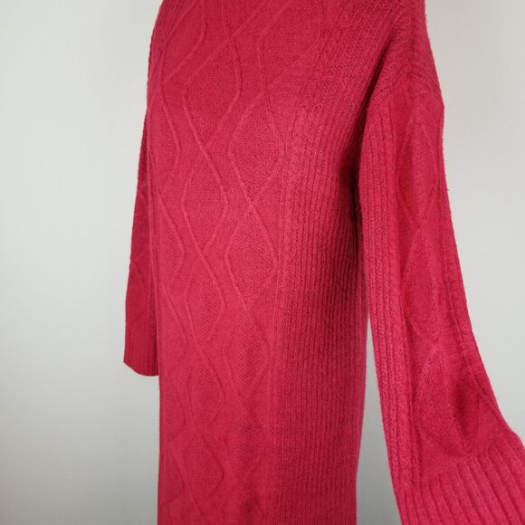 Classic Red Loft Cable Knit Long Sleeve Sweater Dress * Medium * NEW w/Tags - Picture 7 of 11